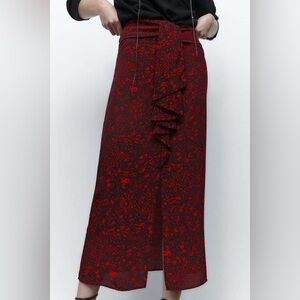 Zara Patterned Print Ruffle Skirt